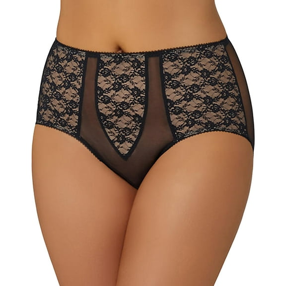 Dita Von Teese Exquisite Floral Lace Sheer Witchery Full Brief D15954, Black,18