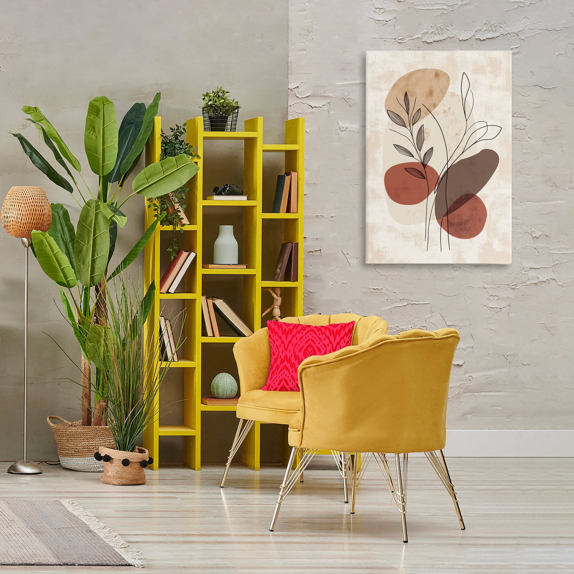 Stupell Industries Sprig Outlines Neutrals Plants & Flowers Painting Wrapped Canvas Art Print Wall Art, 24 x 36