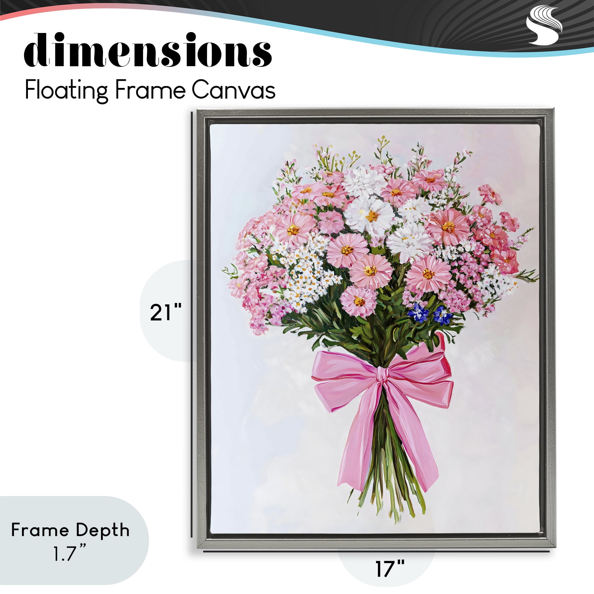 Stupell Industries Pink & White Tied Flower Bouquet Gray Framed Floater Canvas Wall Art, design by The Prints Vibe