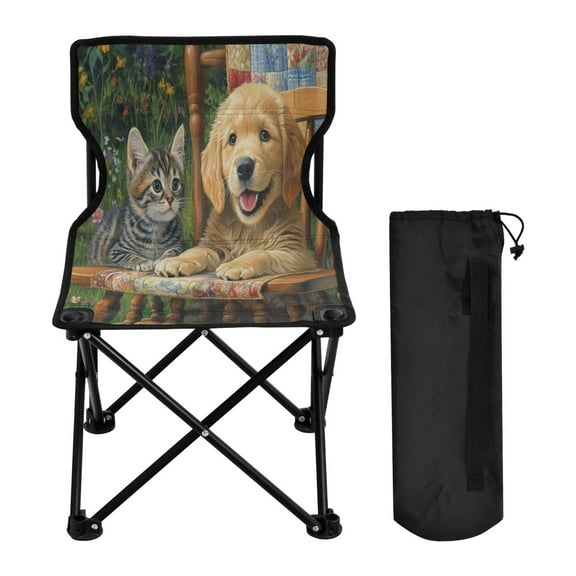 YAZAOO Camping Chairs Modern Paws and Petals Pattern Folding chair