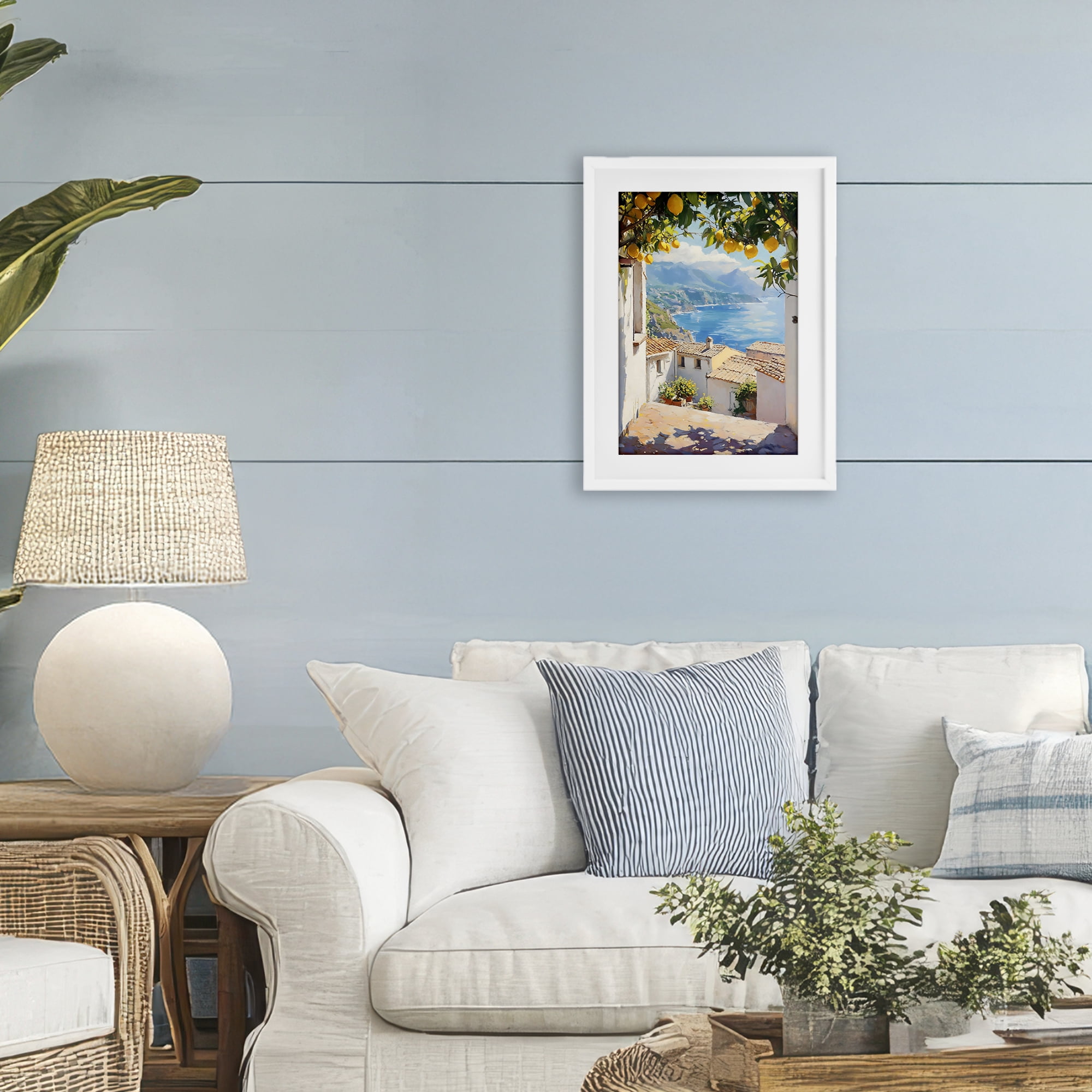 Stupell Industries Amalfi Coast Lemon Overhang White Framed Print Under Glass, design by LSR Design Studio