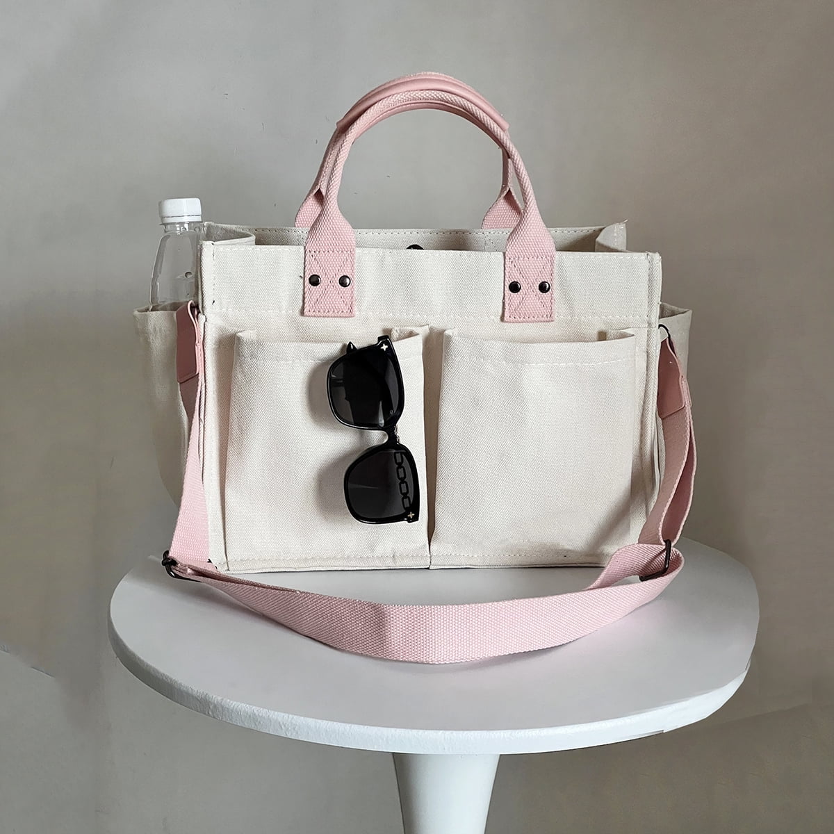 YNIQUE Canvas Fashion Tote Bag, White