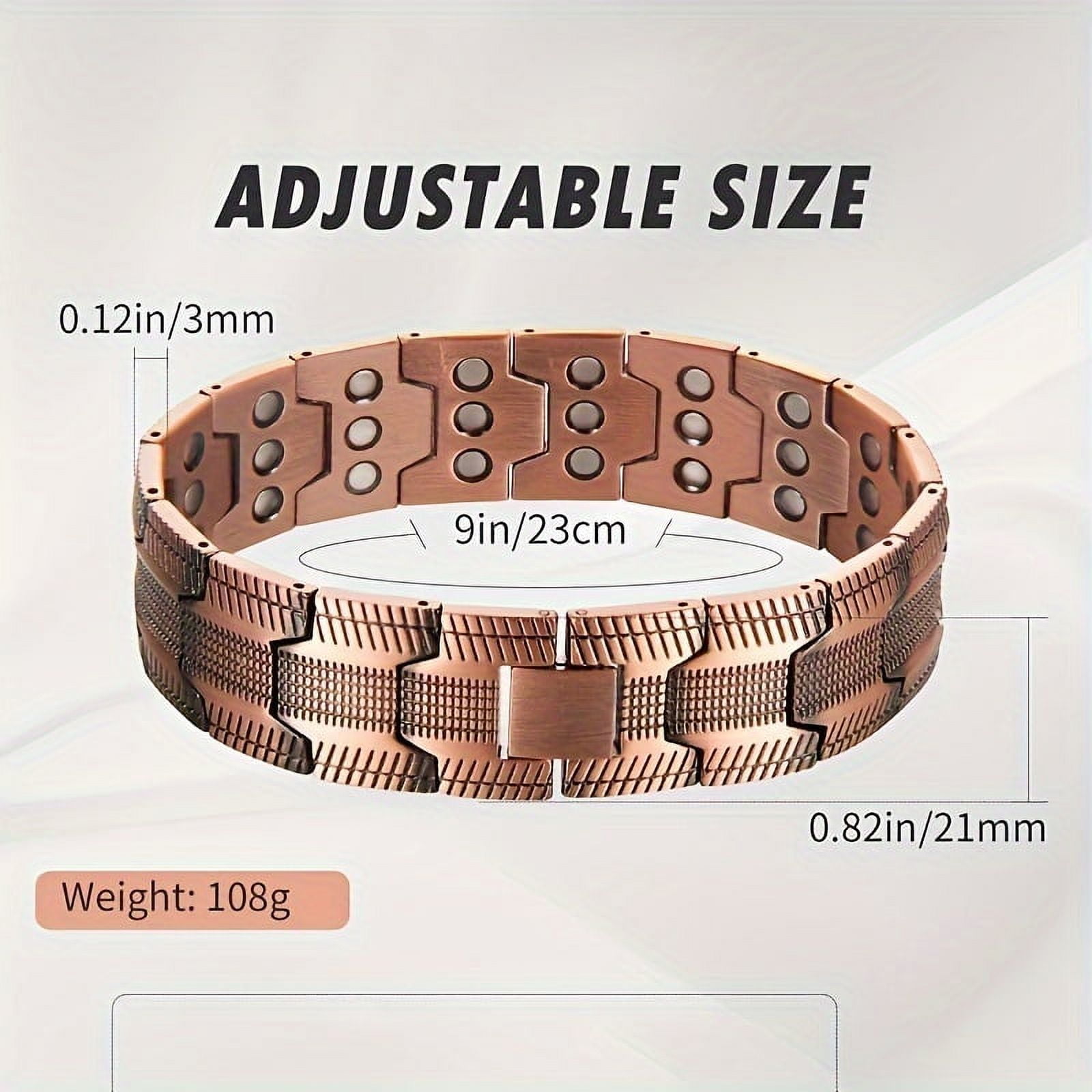 Bracelet for Men - 99.99% Pure Copper, Adjustable Sizing Tool, Joint Support, Valentine's Day Jewelry Gift,2X Version