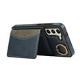thumbnail image 4 of for Samsung Galaxy S22 Wallet Case with Card Slots, Hand Wrist Strap Rotate Ring Design, Finger Grip Ring PU Leather Magnetic Button Shockproof Purse Phone Cover for Galaxy S22, Blue, 4 of 7