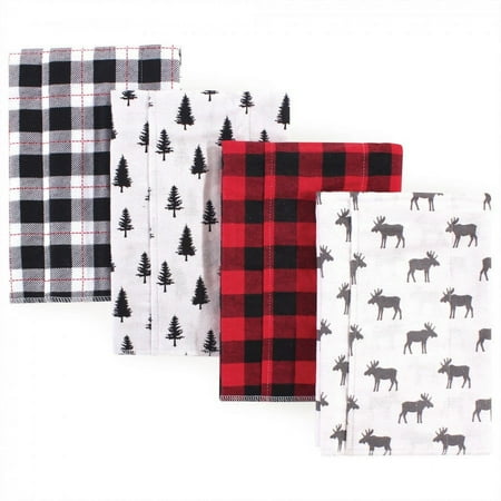 UPC: 0660168560442 | Hudson Baby Infant Boy Cotton Flannel Burp Cloths 4pk  Moose  One Size