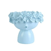 Huntermoon Flower Vases Modern Home Ornaments Pot Decor 16x14x14cm Shelf For Flowers Desktop Planter Nordic Art Head Resin