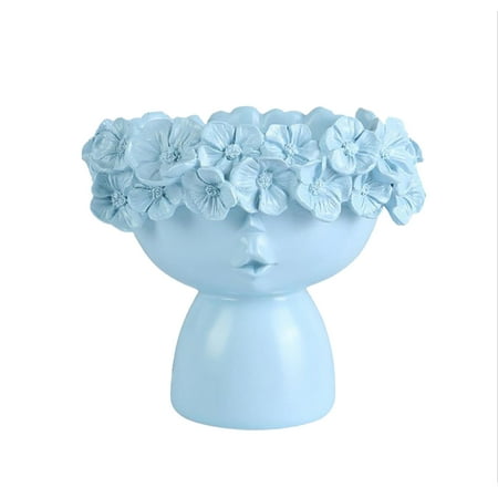 Huntermoon Flower Vases Modern Home Ornaments Pot Decor 16x14x14cm Shelf For Flowers Desktop Planter Nordic Art Head Resin