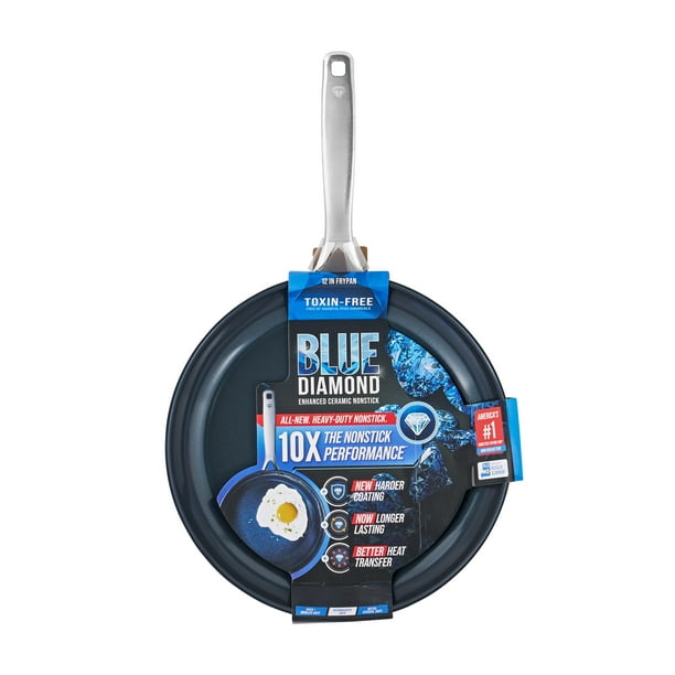 Blue Diamond Toxin Free Ceramic Nonstick Metal Utensil Open Frypan