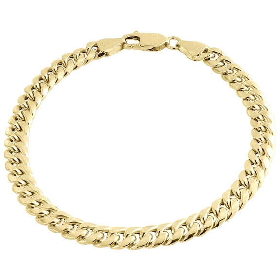 10k Yellow Gold Miami Cuban Handmade Bracelet Mens Hollow Link 6mm 8"