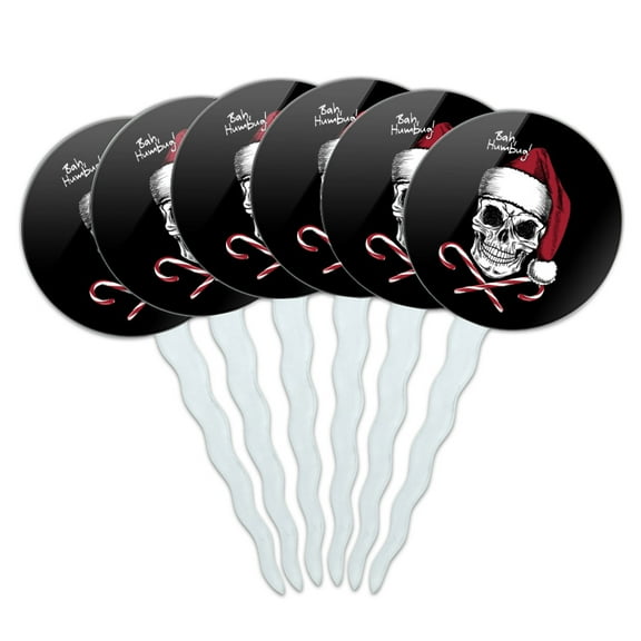 Bah Humbug Cupcake Picks Toppers Decoration Set of 6