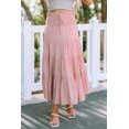 thumbnail image 3 of POGLIP Jupe Maxi à Volants pour Femme Rose à Taille Haute Smockée, 3 of 6