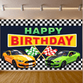 thumbnail image 6 of Yatrandify Checkered Design Birthday Banner Car Theme Racing Cars Happy Birthday Flags for Kids Party Race Day Event, 6 of 7