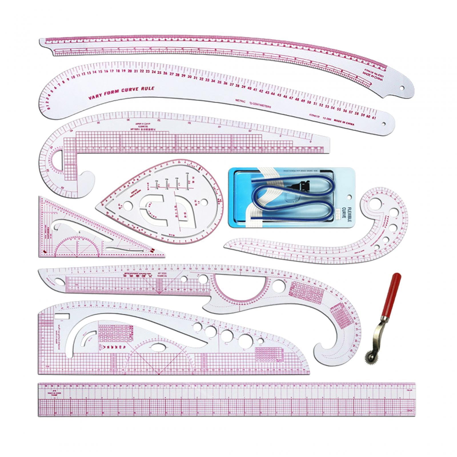 Clothing Pattern Making Ruler Dress Makers Ruler Measuring Tools Bendable Styling Sewing French Curve Ruler Set for Tailors 11 Pieces