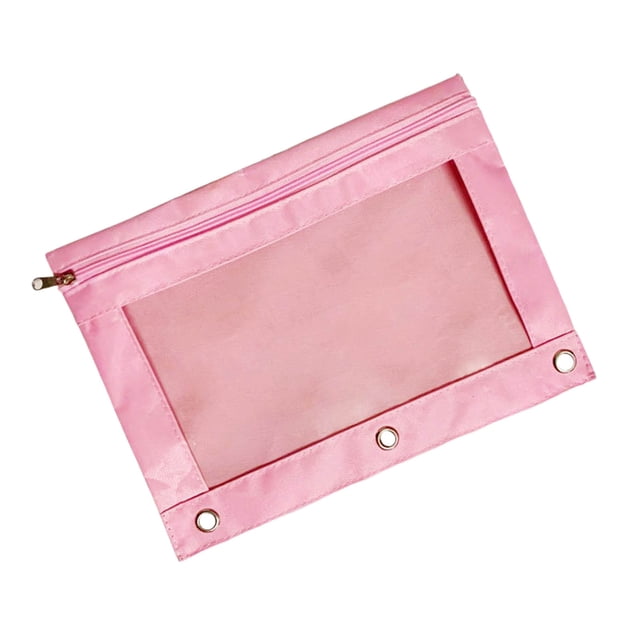 Bwiyojiz Storage & Organization Cloth Three-hole Pencil Case Zipper Transparent Document Bag Detachable Folder Large Capacity, Gifts for Friend