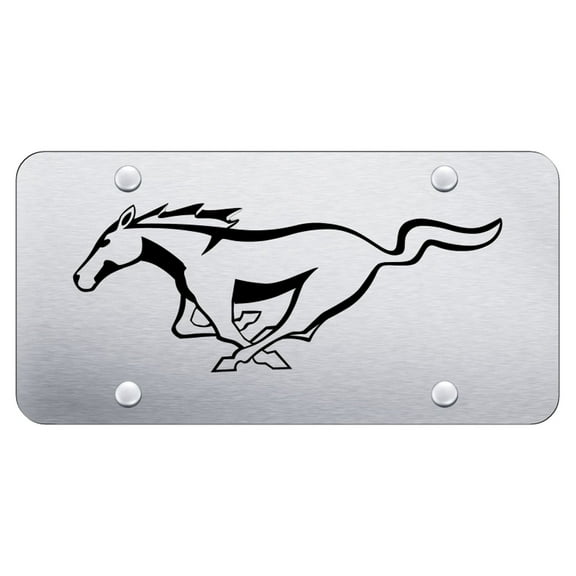 Ford Mustang Laser Etched Logo License Plate (Brushed Chrome)