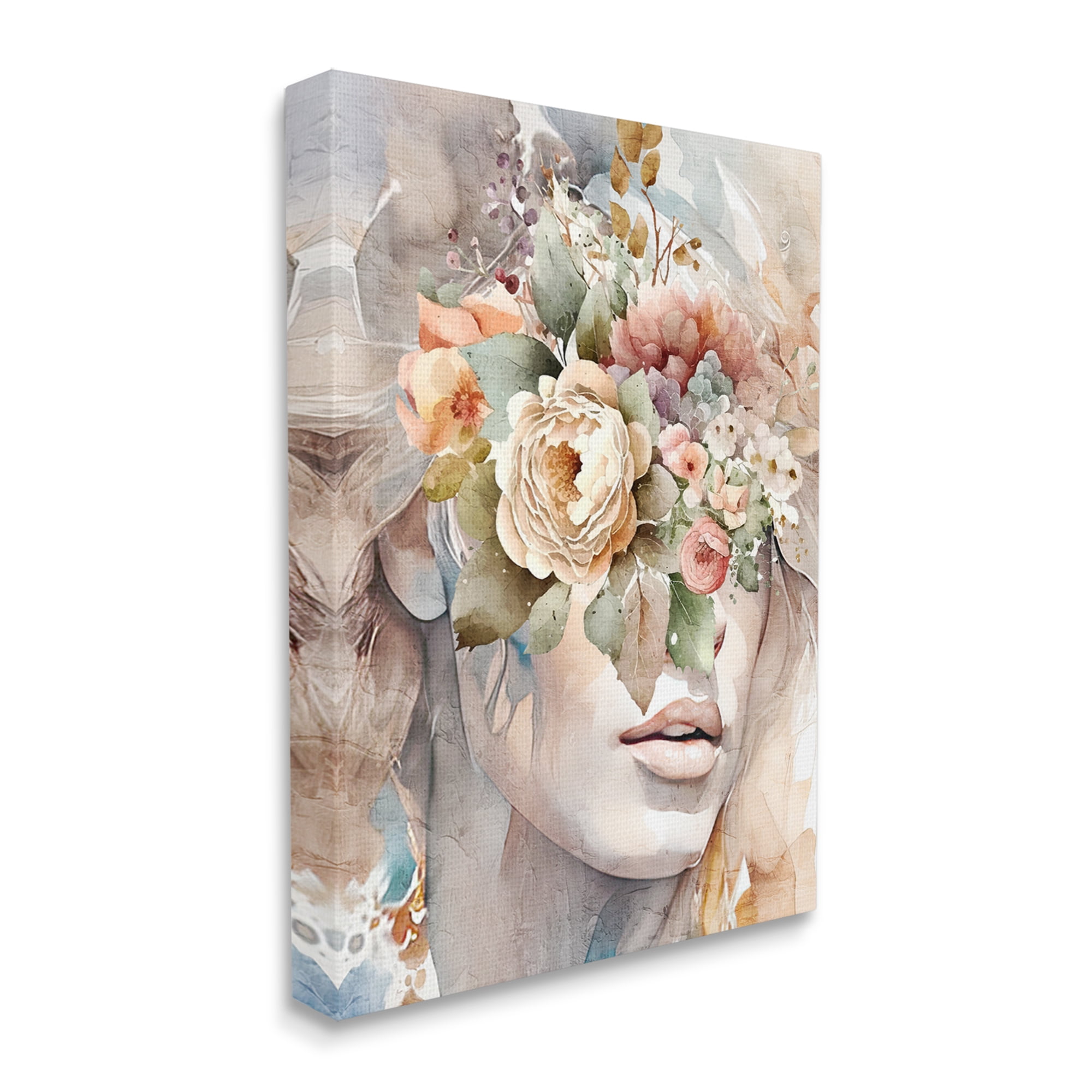 Stupell Industries Female Floral Abstraction Botanical & Floral Painting Gallery Wrapped Canvas Art Print Wall Art, 24 x 30