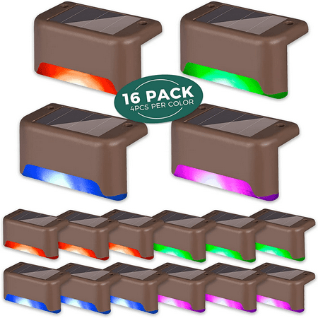 

FAMKIT 16Pack Solar Deck Lights Outdoor Solar Step Lights Waterproof Led Solar Lights for Outdoor Deck Stairs Step Fence Yard Flower Bed and Patio