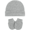 thumbnail image 2 of FOREEMME Baby Beanies for Boys Girls Newborn Baby Hat with Mittens Cute Cotton Hospital Hats for 0-6 Months, 2 of 5