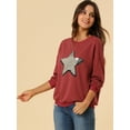 thumbnail image 4 of Unique Bargains Chandail en Molleton à Manches Longues Col Rond Étoile Brillant à Sequins pour Femmes, 4 of 6