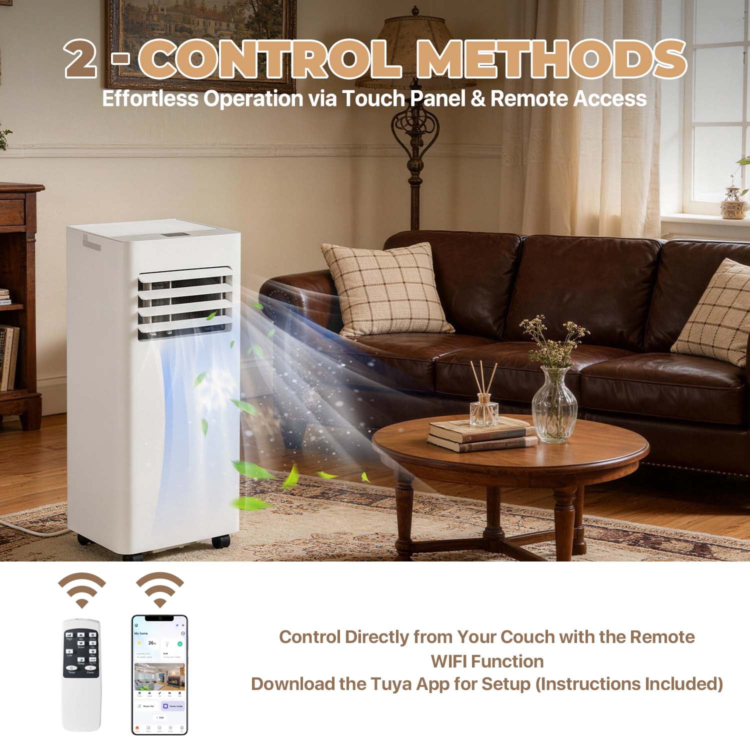 BaPiPro 10000 BTU Smart Portable Air Conditioner, 3-in-1 Standing Cooling Unit with APP/Remote Control, Cooling, Dehumidifier & Fan Functions, 55dB Quiet Operation for Bedroom & Indoor Rooms
