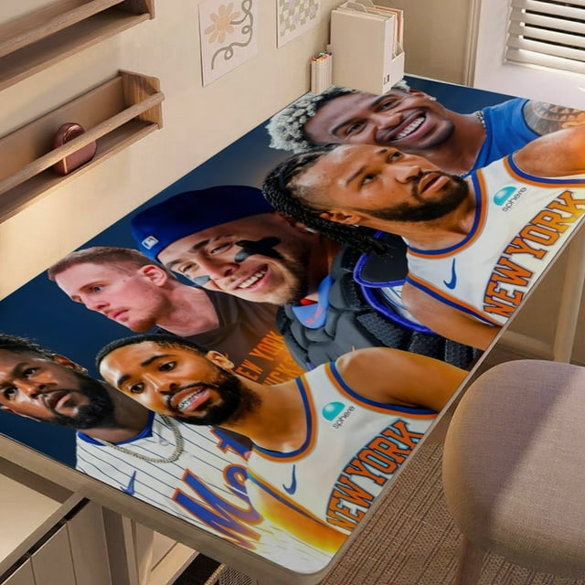 NEW YORK KNICKS alfombrilla de escritorio/mesa extra-grande con base antideslizante de cuero y diseño temático; versátil para escritorios de ordenador, mesas de comedor, etc.60*110cm