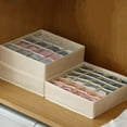 thumbnail image 5 of Socks Organizer Underwear Bra Lingerie Drawer Organizer Collapsible Divider Storage Box for Clothes Ties Undies Belts, 2Pack, 24Cells & 7Cells, Beige, 5 of 7