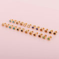 thumbnail image 4 of 12 Pairs Surgical Stainless Steel Flat Back Birthstone Cubic Zirconia Stud Earrings, Gold Plated Screw Back Round Star Heart Flower Hexagon Triangle CZ Stud Earrings Set, 4 of 8
