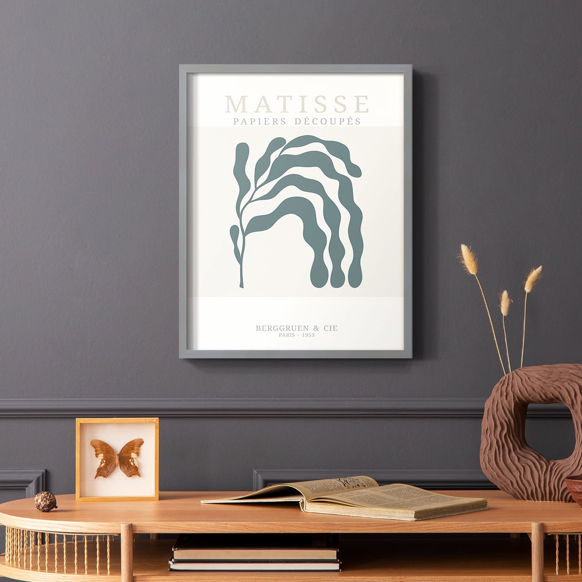 Matisse CDXXV in Gray Solid Wood Framed Print No Nail Hanging