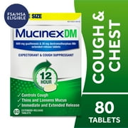 Mucinex DM 12 Hour Expectorant & Cough Medicine, Excess Mucus Relief & Cough Suppressant, 80 Tablets