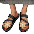 thumbnail image 1 of Sandals for Women 2025 Thick Sole Straps Flower Decor Open Toe Beach Summer PVC Sandals Black, 1 of 9