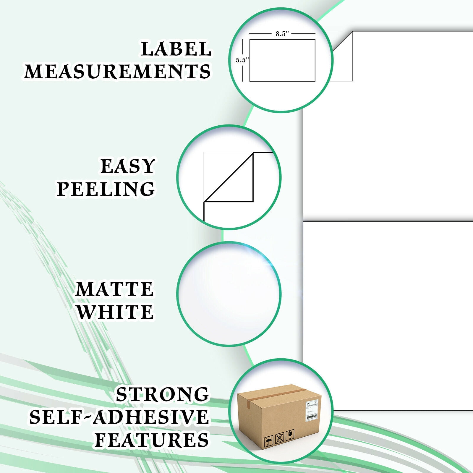 Koala Paper 880 Laser and Inkjet Printer Labels, 5.5 x 8.5 Inches, White, 2 Per Sheet, Shipping Labels Half Sheet