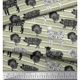 thumbnail image 3 of Soimoi Yellow Cotton Jersey Fabric Stencil Cow & Pig Animal Fabric Prints By Yard 58 Inch Wide, 3 of 3
