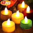 thumbnail image 2 of Velas eléctricas LED con purpurina, luz de té operada por batería, vela sin llama, decoración de fiesta de boda de Navidad, lámpara de mesa romántica, 2 of 4