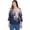 NAVY, variant on Alfred Dunner Womens Floral Knit Ruched Sleeve Top