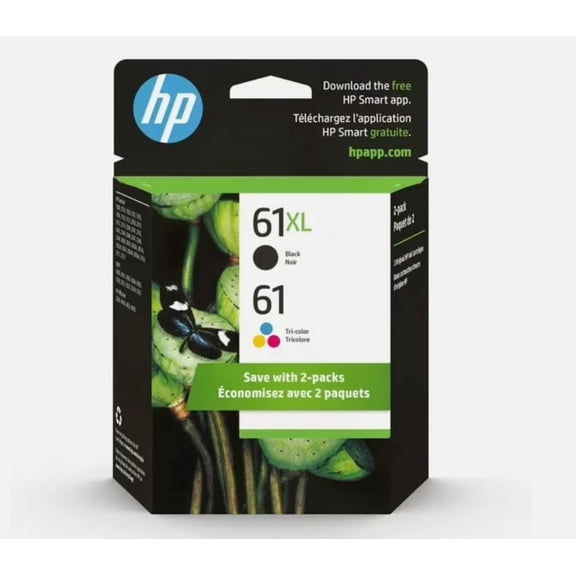 HP Original 61XL Black High‑Yield / 61 Tri-Color C0PA6AN Works OfficeJet 2620, 2621, 4630, 4632, 4635, Deskjet 2050 All-in-One Series Sold Without Manufacturer Warranty