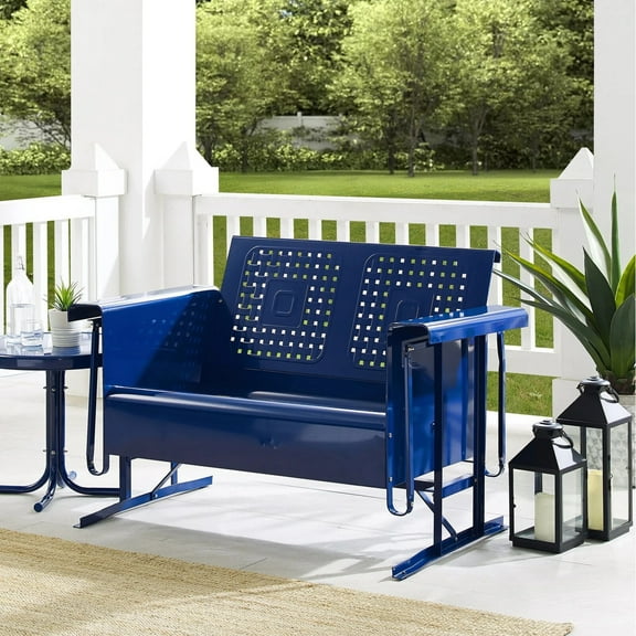 Maykoosh Outdoor Patio Loveseat & Porch Glider for Smooth & Stylish Seating - Navy Gloss Metal