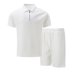 thumbnail image 2 of Conjunto de Pantalones Cortos para Hombre 2 Piezas Trajes de Color Sólido Medio Cremallera Camiseta Solapa, Traje de Pantalones Cortos de Ocio, 2 of 5