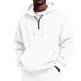 thumbnail image 2 of Men's Quarter Zip Pullover Hoodies Half Zip Hoodie Men Long Sleeve Hoodie Fleece Casual 1/4-Zip Sweatshirt White L, 2 of 6