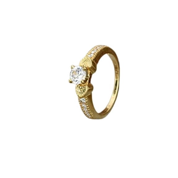 HeartsAndYou Accents Solitaire Engagement Ring for Women 1.7ct Round Cut Moissanite 18k Yellow Gold over Silver