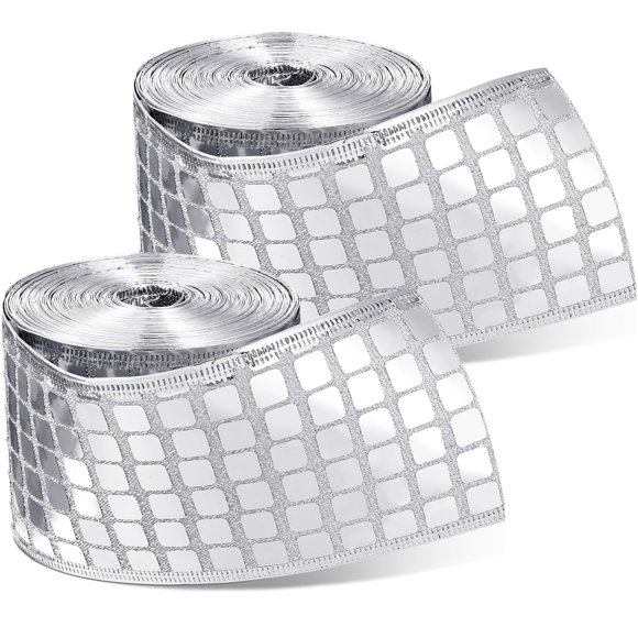 Cinta TecUnite Disco Silver, 10 yardas, Navidad, 2.5 pulgadas