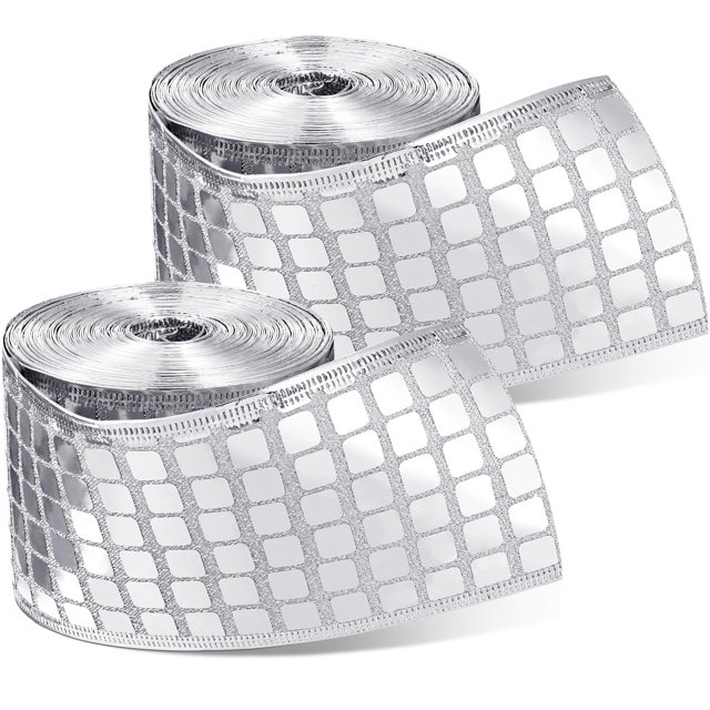 Cinta TecUnite Disco Silver, 10 yardas, Navidad, 2.5 pulgadas