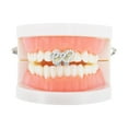 thumbnail image 2 of Unique Bargains 1 Pc Fake Grills Hip Hop Double Heart Rhinestone Teeth Grillz Silver Tone, 2 of 6
