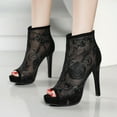thumbnail image 2 of Oyedens Womens Platform Stiletto High Heels Ankle Booties Sexy Lace Open Toe Dress Pump for Ladies, 2 of 5