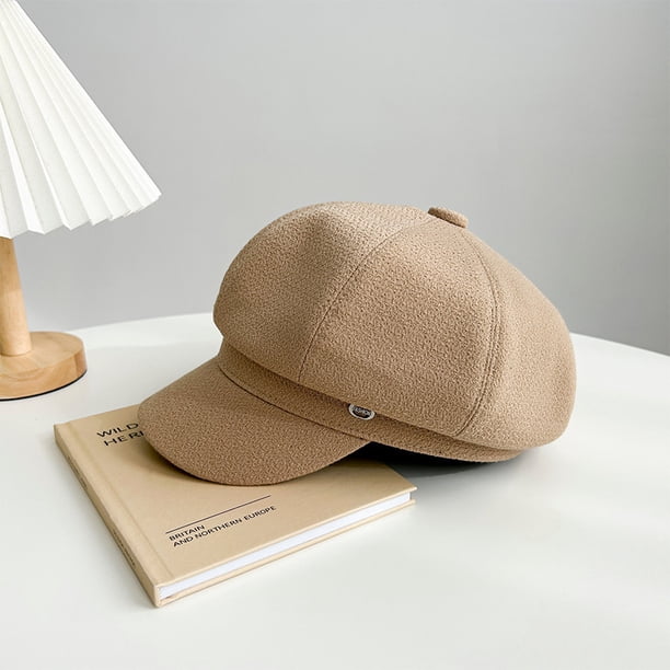 Gorro octogonal con letras nuevas para otoño e invierno, estilo japonés, boina de pintor versátil, retro, artística, con visera de gran circunferencia de cabeza