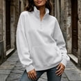 thumbnail image 2 of Horkkom Quarter Zip Pullover Women Solid Color Collared Sweatshirts Loose Comfy Sweatshirt with Pockets M, 2 of 8