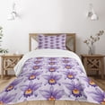 thumbnail image 3 of Ambesonne Violet Quilted Bedspread Set 2 Pcs, Tropical Orchid Flowers, Twin Size, Pale Mauve Violet Orange, 3 of 6