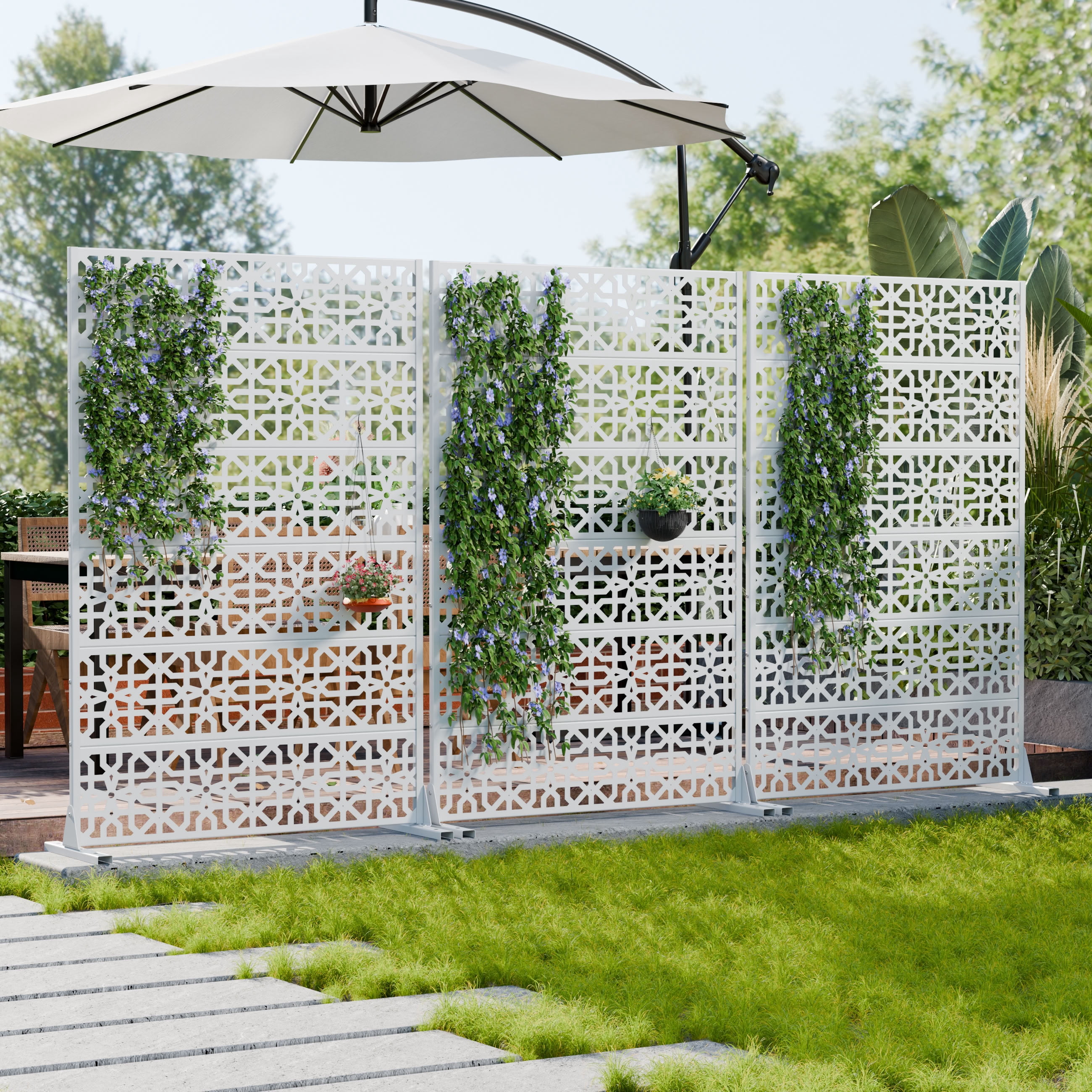 MAYEERTY 6 Panels Outdoor Privacy Screen, Metal Decorative Privacy Fence, Privacy Panel for Patio, Balcony, Backyard, Garden