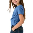 thumbnail image 5 of Girls Summer T Shirts Crew Neck Short Sleeve Twist Front Tees Casual Stylish Loose Cropped Pullover Tops, 5 of 6