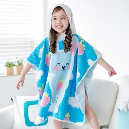 

Kids Childrens 100% Cotton Bathrobe Terry Towelling Hooded Bath Robe Gown Cute Baby