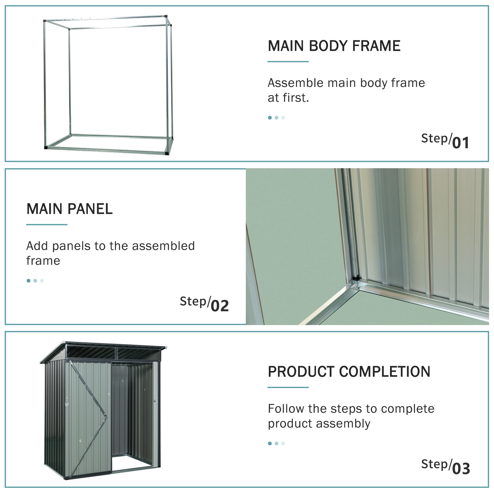Aukfa 5x3 FT Metal Outdoor Garden Storage Shed,Waterproof Metal Garden Shedsw/ Lockable Doors for Garden,Backyard,Gray